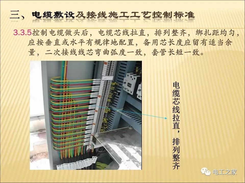 一條完成開關柜安裝，電纜橋架施工，電纜敷設及布線施工，照明配電箱施工