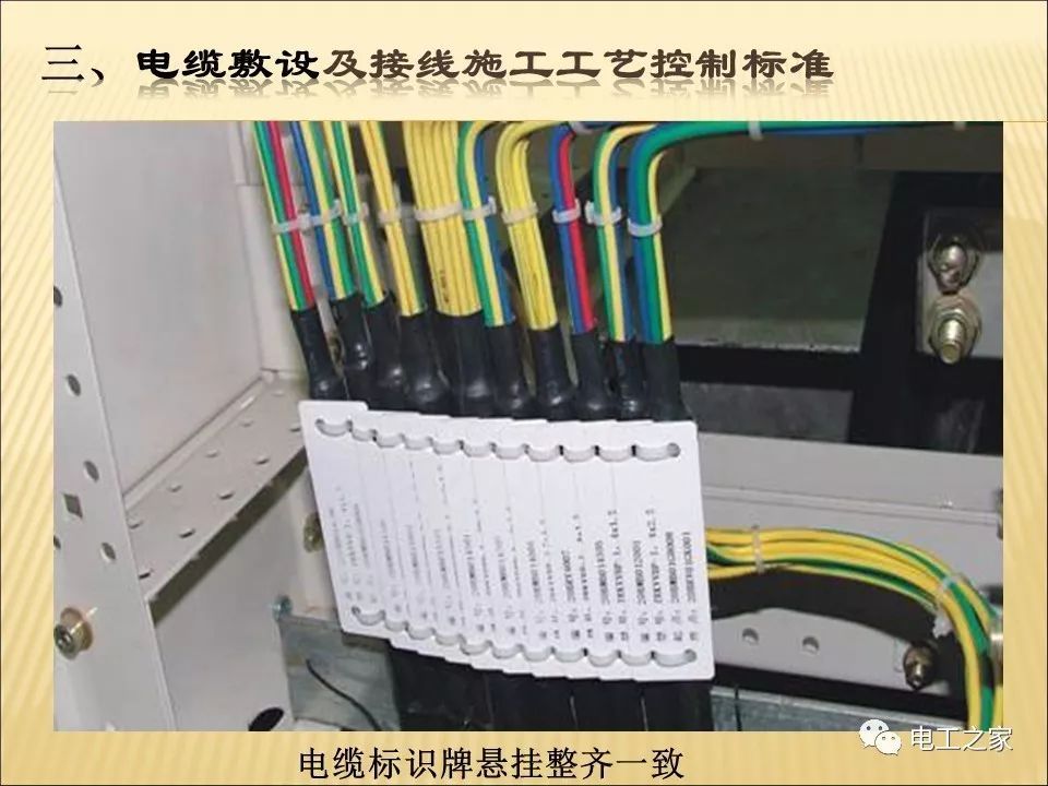 一條完成開關柜安裝，電纜橋架施工，電纜敷設及布線施工，照明配電箱施工